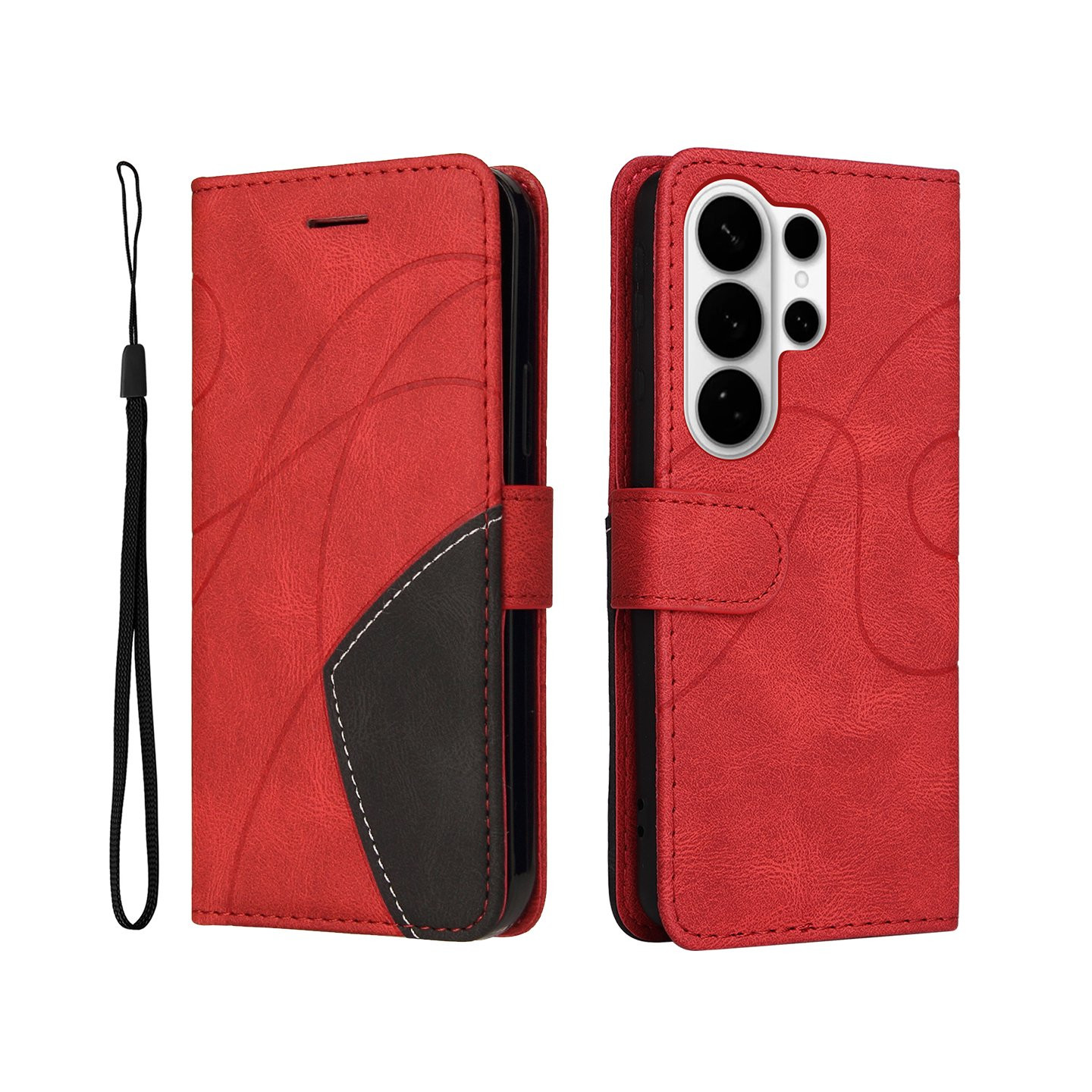 Til Samsung Galaxy S26 Ultra Lommebokdeksel med Stativ Tofarget Design - Rød