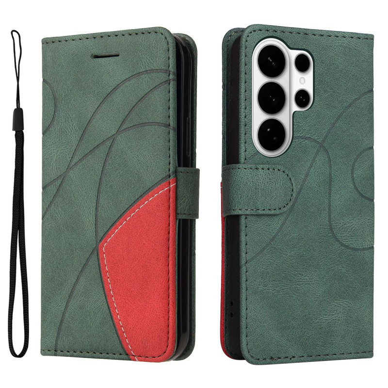 Til Samsung Galaxy S26 Ultra Lommebokdeksel med Stativ Tofarget Design - Grønn