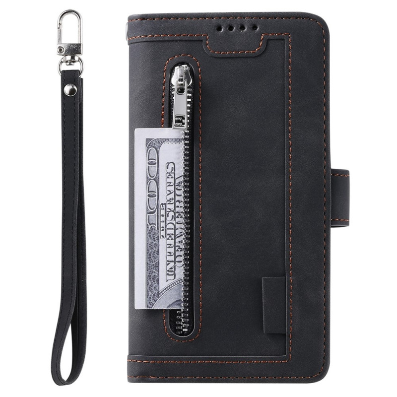 For Samsung Galaxy S26 5G Case Zipper Pocket PU Leather Phone Cover with 9 Card Slots