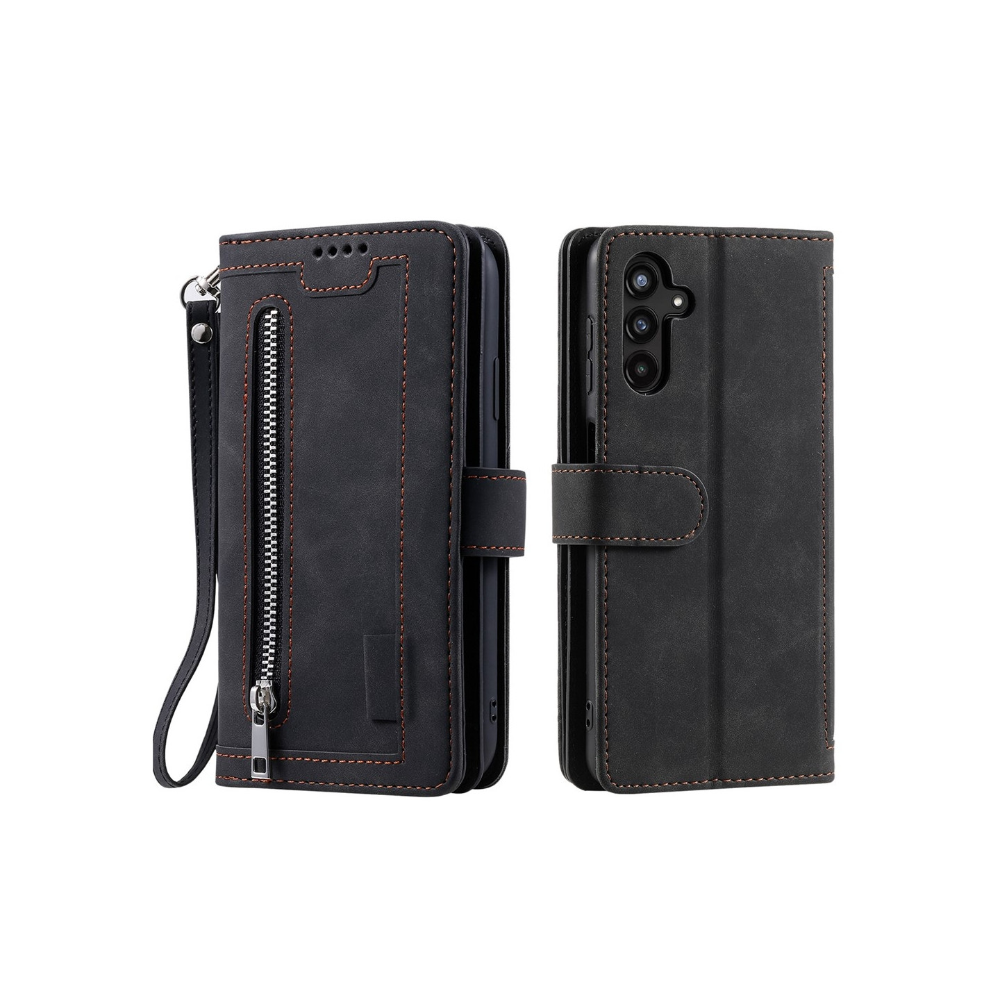 For Samsung Galaxy S26+ 5G Case Zipper Pocket PU Leather Phone Cover with 9 Card Slots