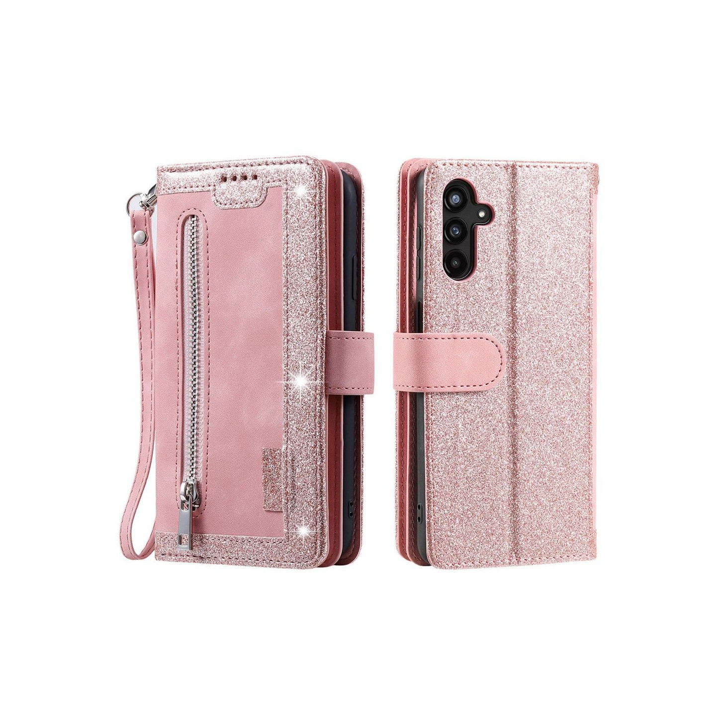 For Samsung Galaxy S26+ 5G Case Zipper Pocket PU Leather Phone Cover with 9 Card Slots