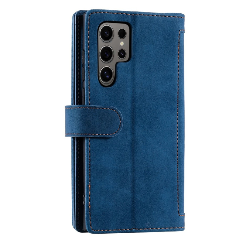 For Samsung Galaxy S26 Ultra 5G Case Zipper Pocket PU Leather Phone Cover with 9 Card Slots