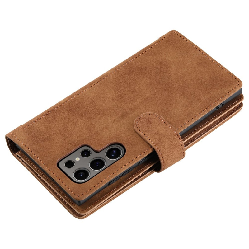 For Samsung Galaxy S26 Ultra 5G Case Zipper Pocket PU Leather Phone Cover with 9 Card Slots