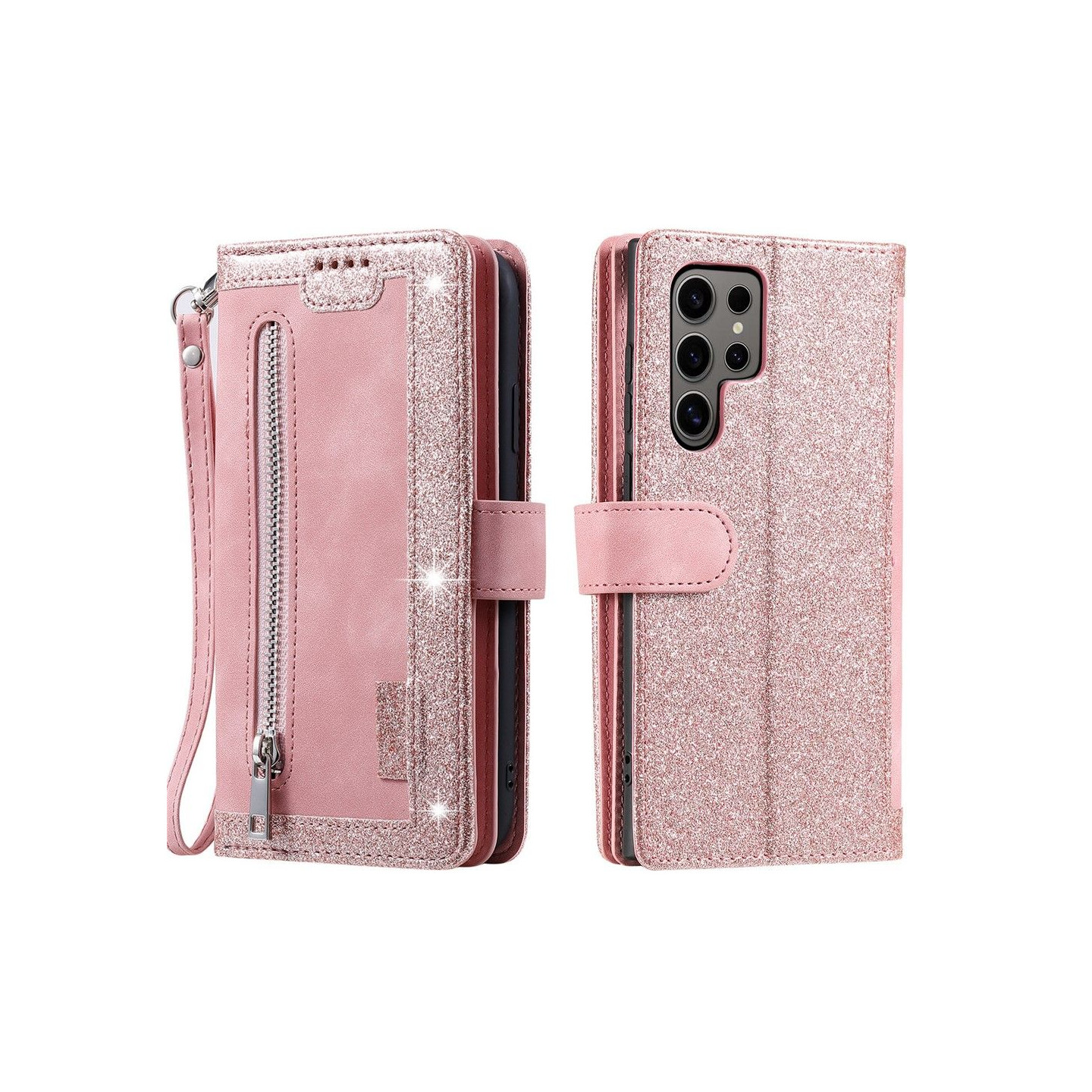 For Samsung Galaxy S26 Ultra 5G Case Zipper Pocket PU Leather Phone Cover with 9 Card Slots