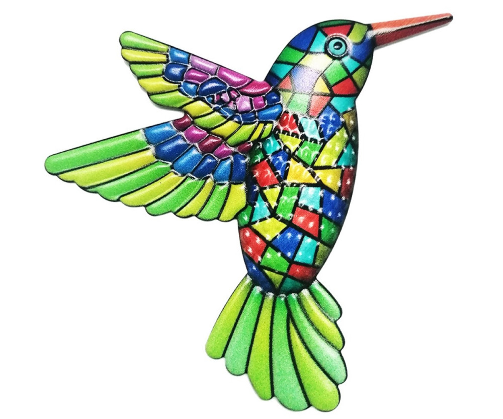 Fågel Kolibri Väggdekor Trädgård prydnad 12x13,5cm - Grön