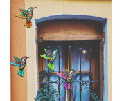 Fågel Kolibri Väggdekor Trädgård prydnad 12x13,5cm - Grön