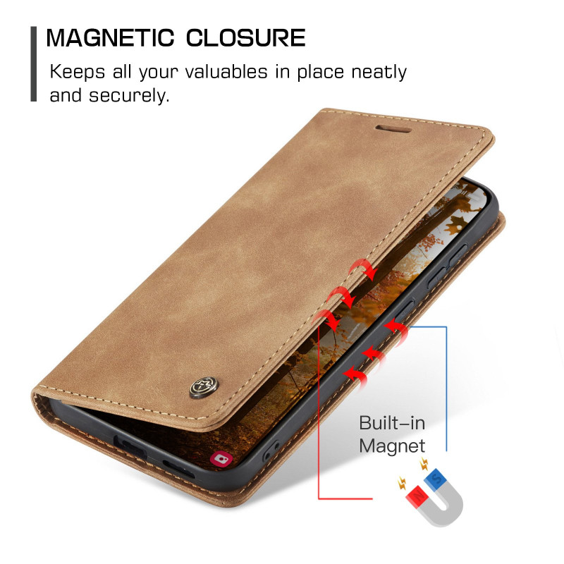CASEME Retro Wallet Case for Samsung Galaxy S26 - Brown