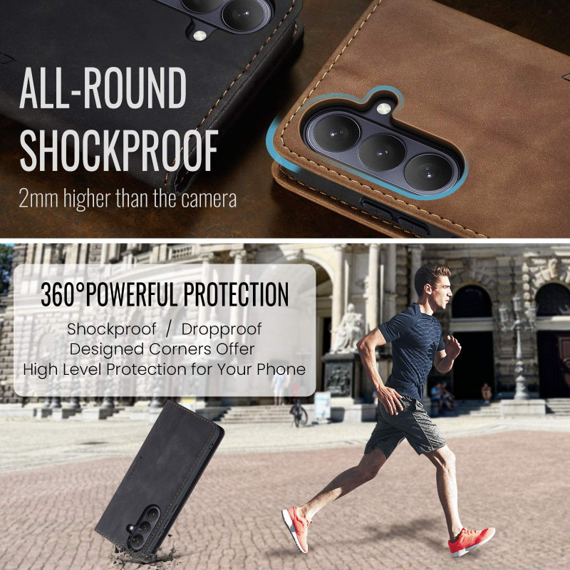 CASEME Retro Wallet Case for Samsung Galaxy S26 - Black