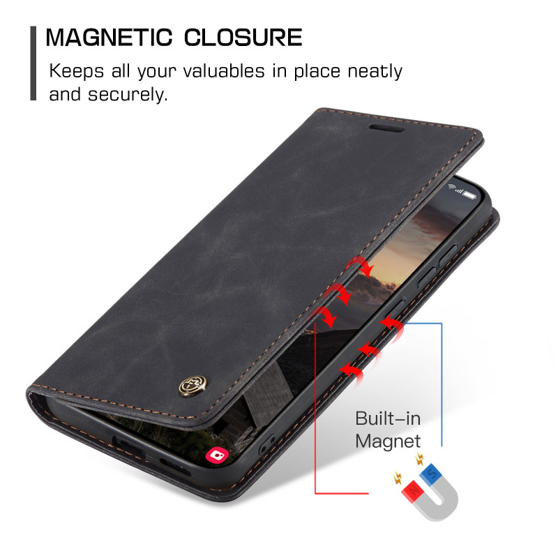 CASEME Retro Wallet Case for Samsung Galaxy S26+ - Black
