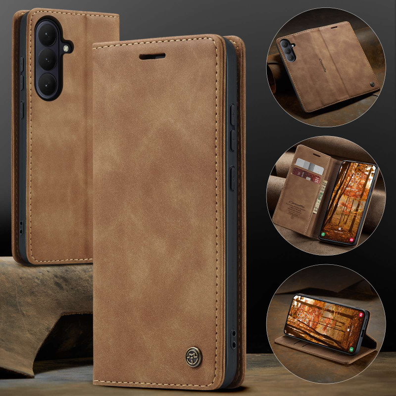 CASEME Retro Wallet Case for Samsung Galaxy S26+ - Brown