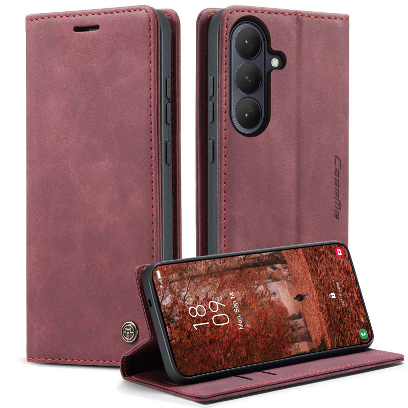 CASEME Retro Lompakkokotelo Samsung Galaxy S26+ - Punainen