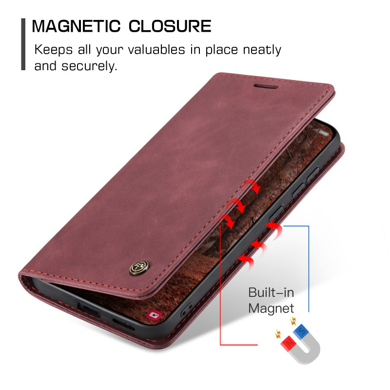 CASEME Retro Wallet Case for Samsung Galaxy S26+ - Red