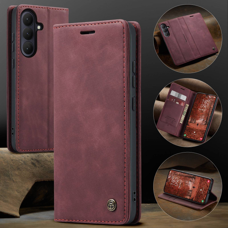 CASEME Retro Wallet Case for Samsung Galaxy S26+ - Red