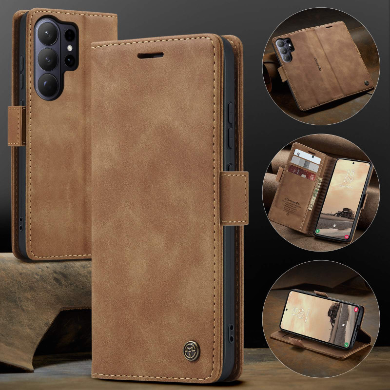 CASEME Retro Wallet Case for Samsung Galaxy S26 Ultra - Brown