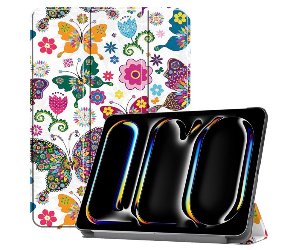 Till iPad Pro 11 (2024) Slim fit tri-fold fodral - Butterflies