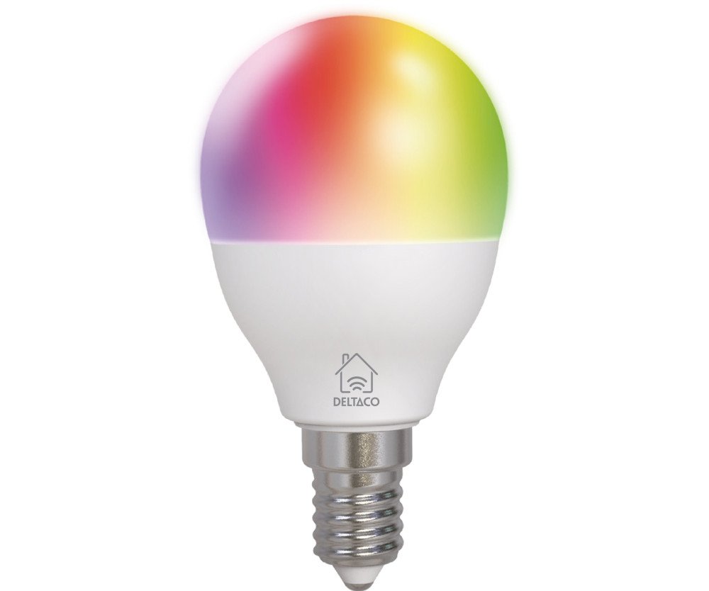 DELTACO Smart LED lampa, E14, RGB, WiFi, 4.9W