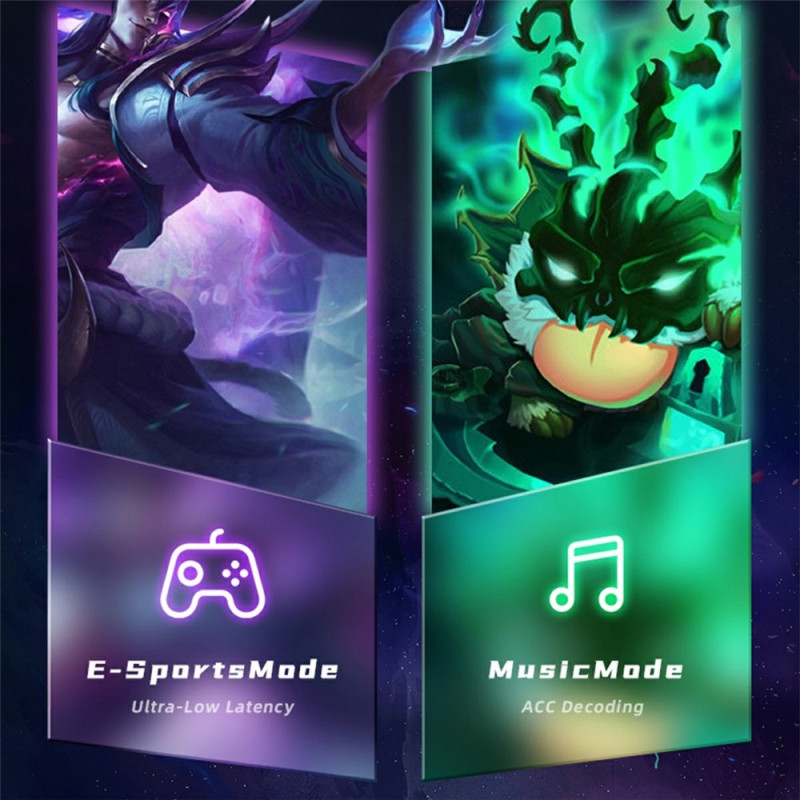 AWEI T28 Pro Gaming TWS Trådløse Hodetelefoner Bluetooth In-Ear Lav Latency - Map