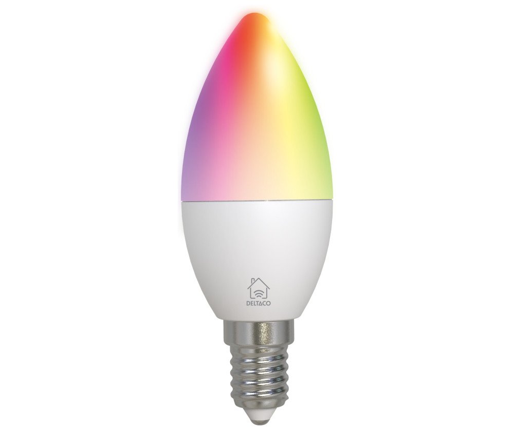 DELTACO Smart LED lampa, E14, RGB, WiFi, 4.9W