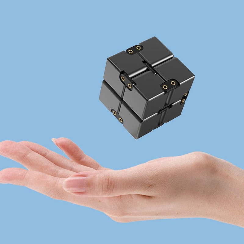 Fidget Toy Infinite Cube Stress Relief Flip Block - Musta