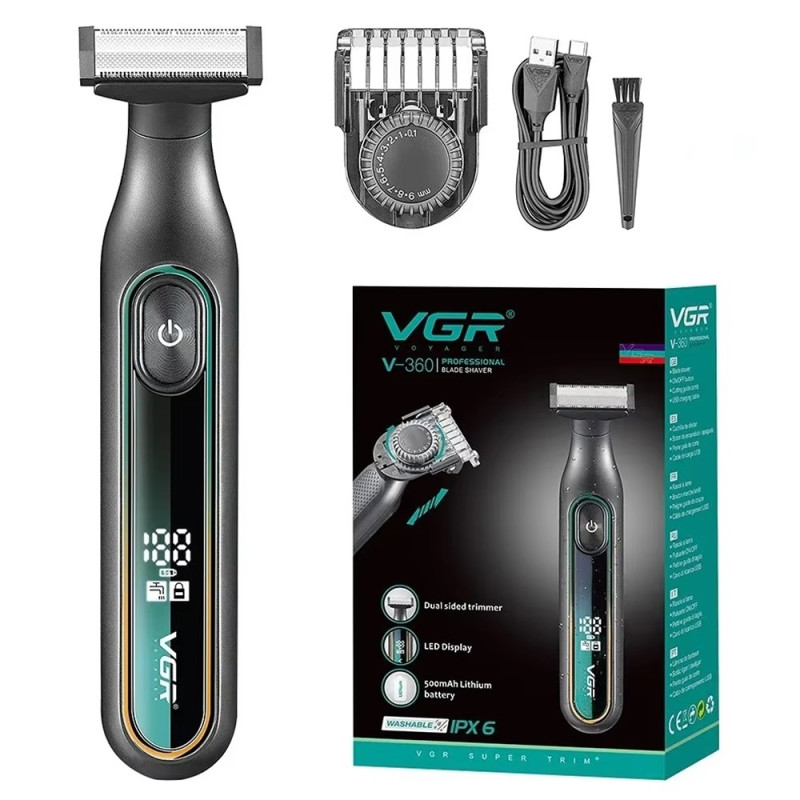 VGR V-360 Electric Shaver IPX6 Waterproof Rechargeable Razor LED Display