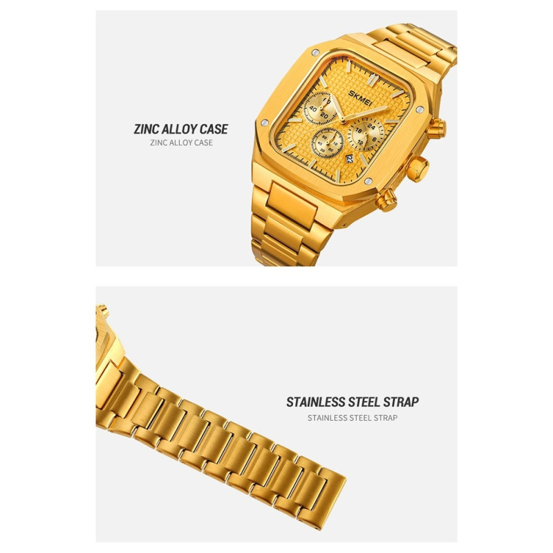 SKMEI Clock Business Quartz Watch Square Fashion Armbåndsur Luminous - Sølv