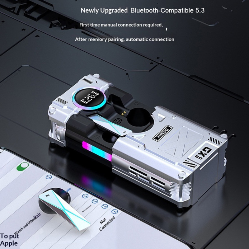 DX08 Langattomat Melunvaimennuskuulokkeet Mekaaniset TWS Bluetooth Pelaamiseen - Hopea