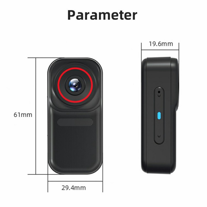 1,47 tuuman HD-näyttö, peukalokamera, magneettinen latauskotelo, minikamera vloggaukseen