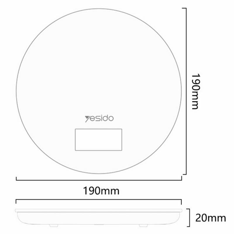 YESIDO Køkkenvægt Digital Vægt Præcisionsvægt LCD-display Understøtter 1-5000g Kapacitet