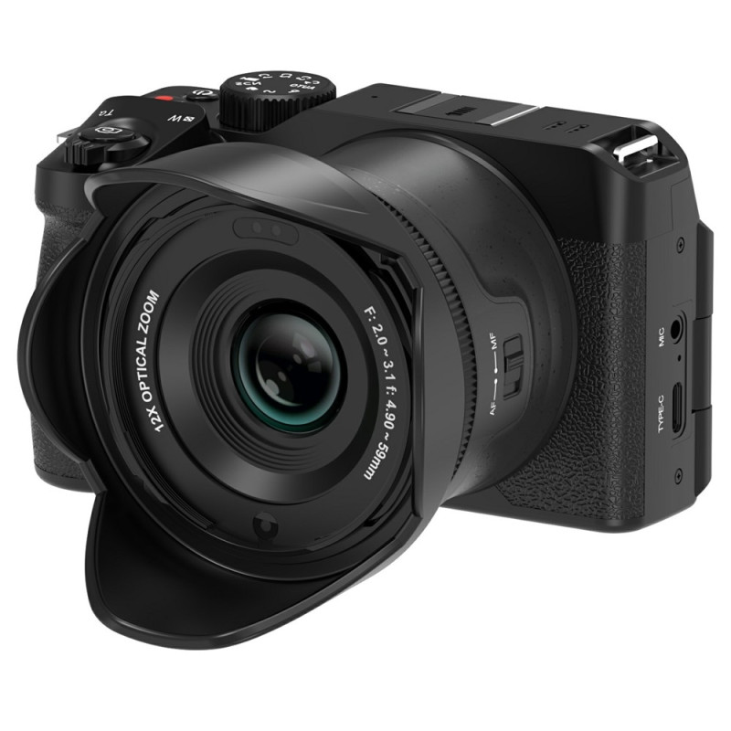 Digitalkamera ORDRO G650 12X optisk zoom video sammenleggbar skjerm 5K innebygd lys