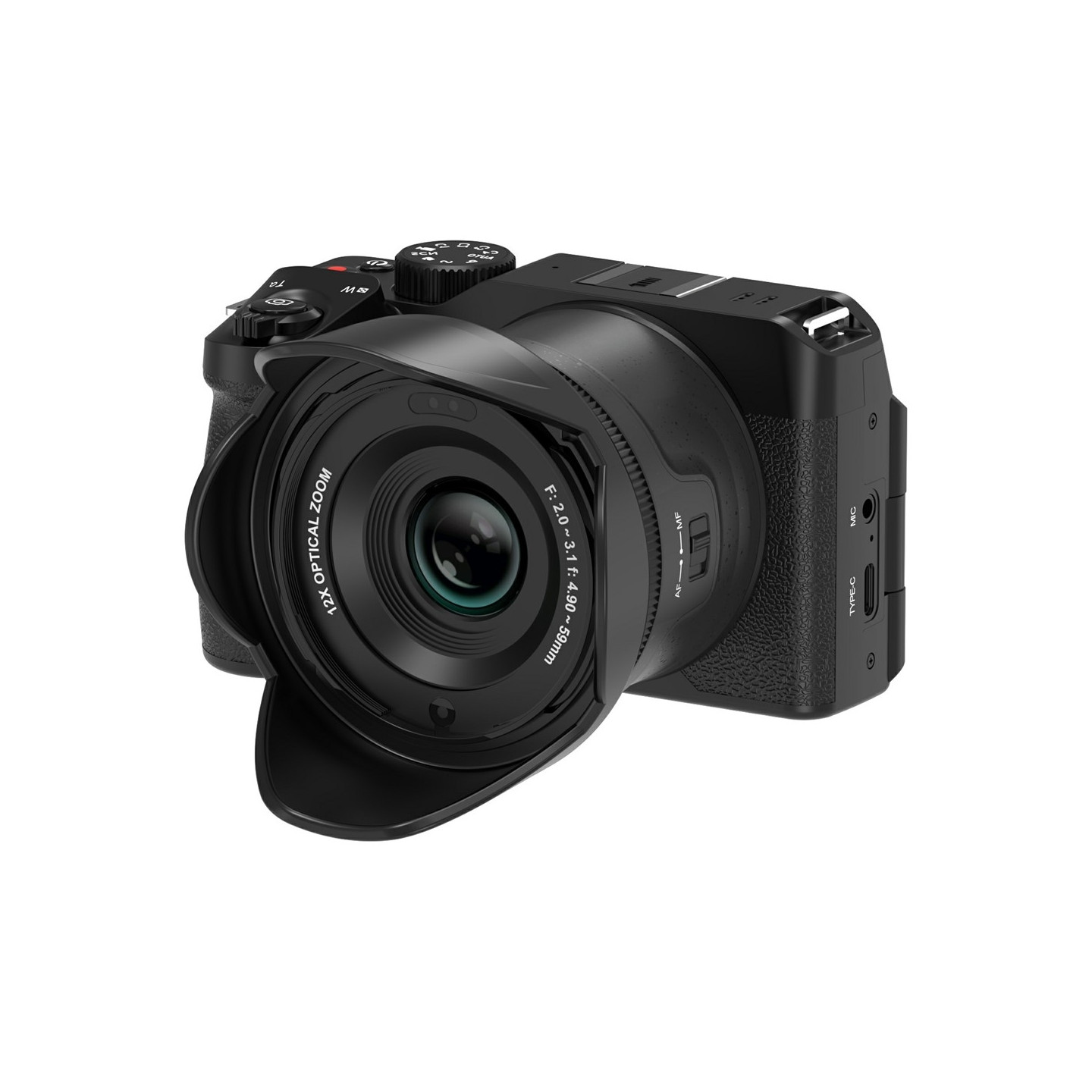 Digitalkamera ORDRO G650 12X optisk zoom video sammenleggbar skjerm 5K innebygd lys