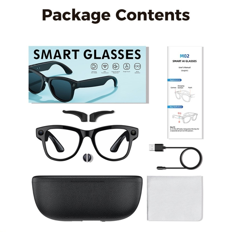 Smart Glasses Waterproof 8MP AI Charging Case 4K Recording Interchangeable Lenses