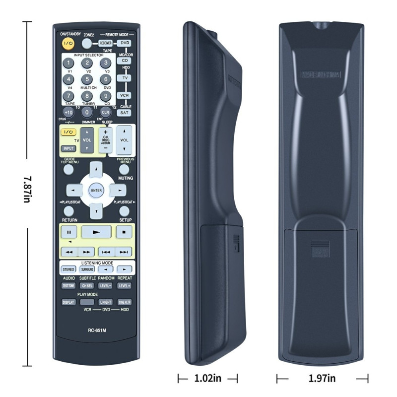 Remote Control Replacement for RC-651M For Onkyo AV Receiver