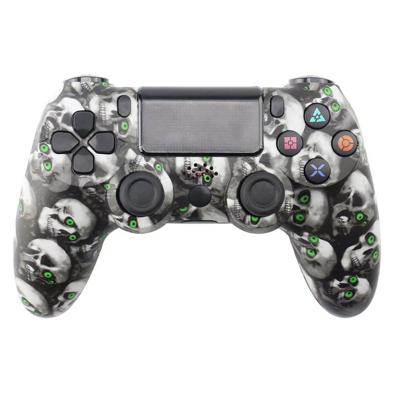 Trådløs spillkontroller for Sony PS4 Bluetooth-gamepad med vibrasjon - Skull Print