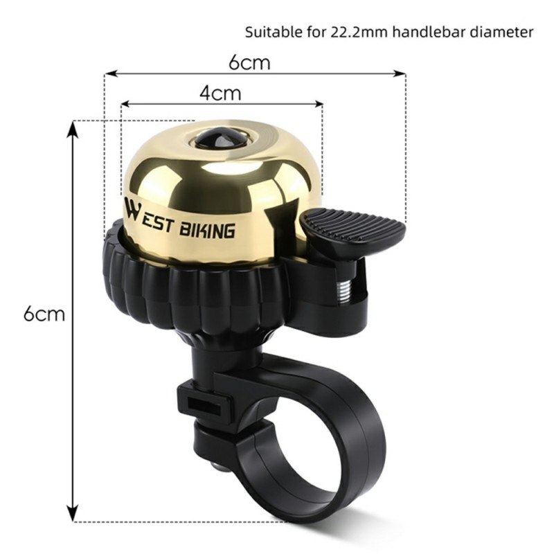 Bell WEST BIKING Vintage bicycle bell in copper waterproof Bicycle - Gold