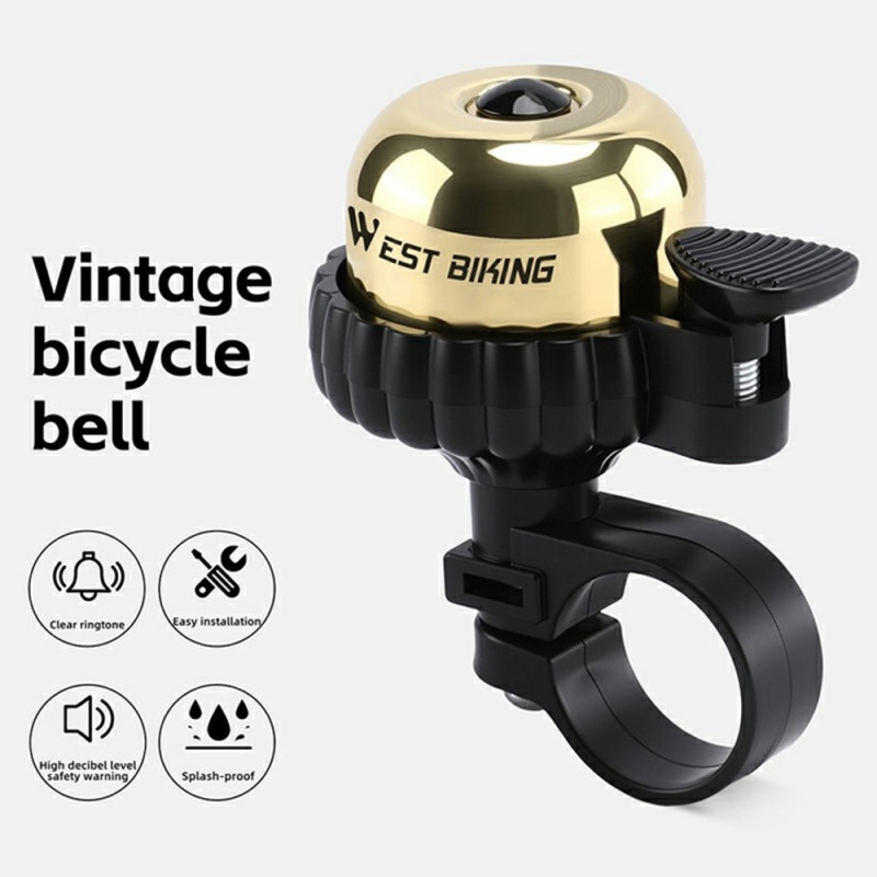 Bell WEST BIKING Vintage cykelklokke i kobber vandtæt cykel - Guld