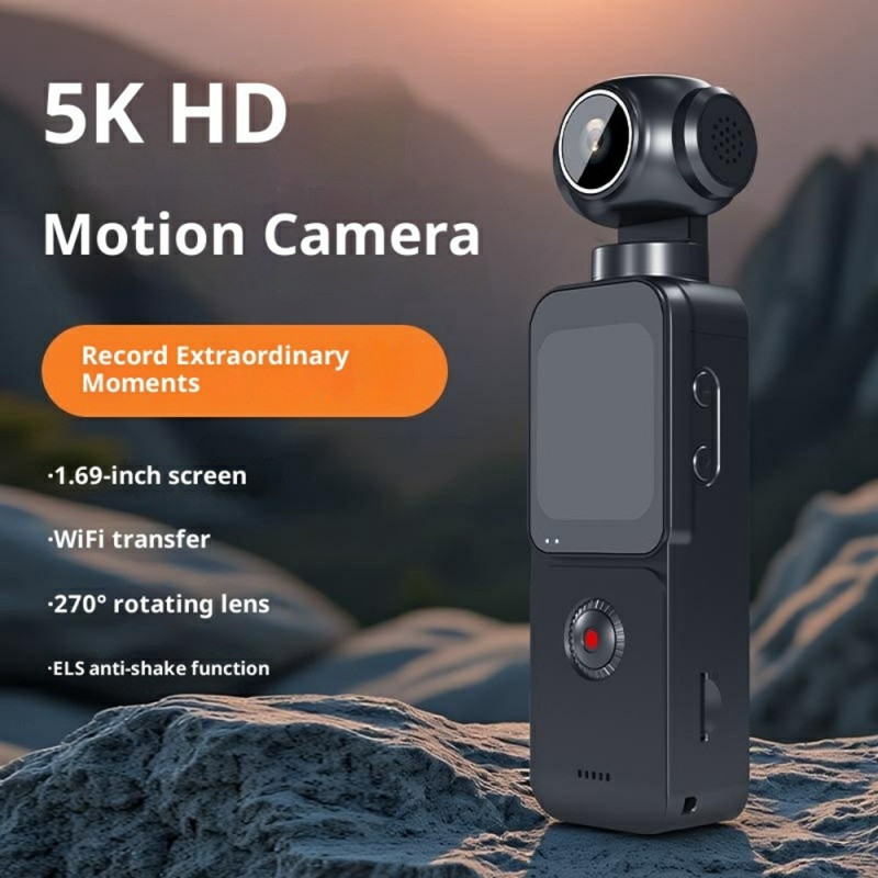 4K 60FPS 75MP Camera Action Camera 1.69" HD Night Vision 270° Rotating Lens