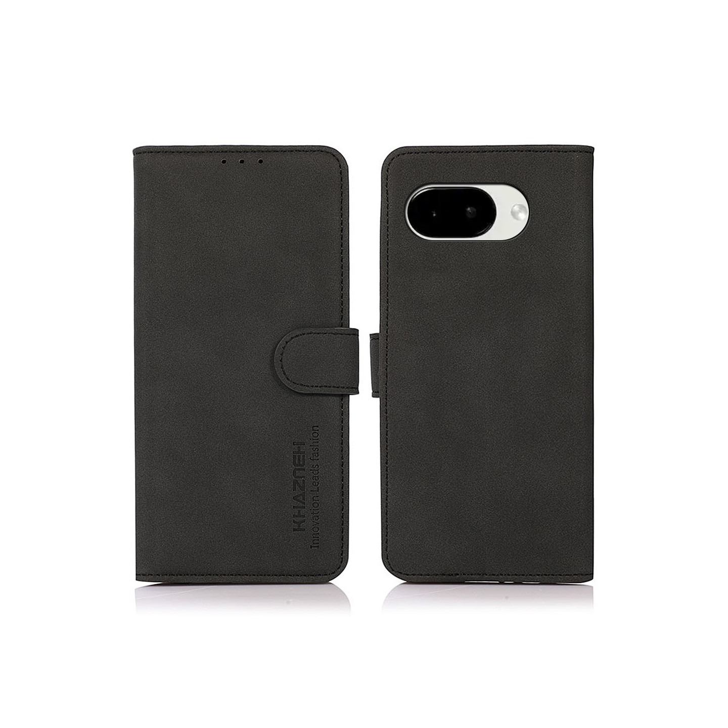 KHAZNEH For Google Pixel 10a Wallet Case PU Leather with Stand - Black