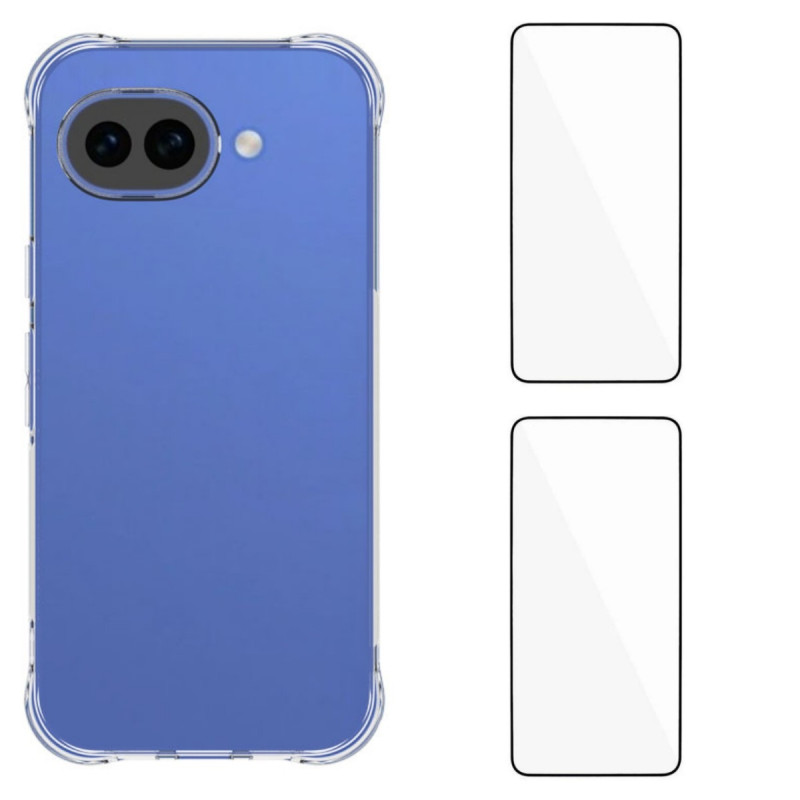 For Google Pixel 10a Deksel TPU-telefondeksel med herdet glassbeskytter 2 stk. glass