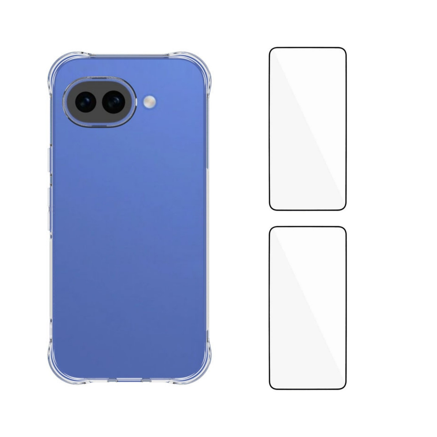 For Google Pixel 10a Deksel TPU-telefondeksel med herdet glassbeskytter 2 stk. glass