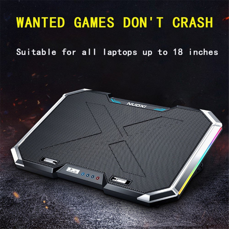 NUOXI Kjølevifte Kjølepute Gaming Laptop Stille Notebook Kjølestativ USB-porter RGB