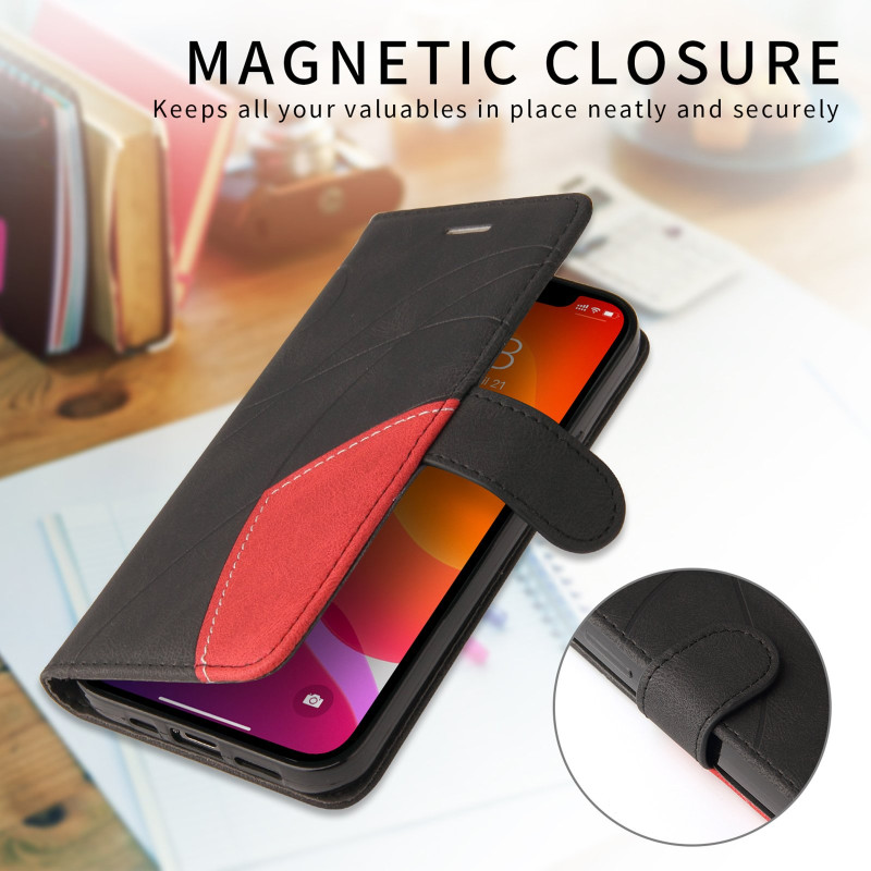 For Google Pixel 10a Wallet Case with Stand Bi-colour Design - Black