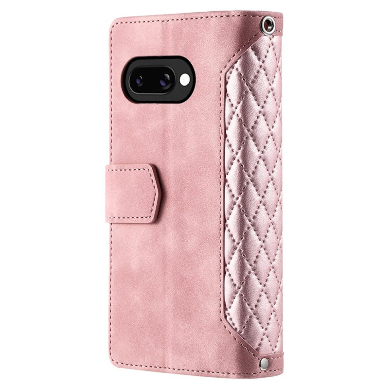 Til Google Pixel 10a Pungcover PU-læder Diamantmønster med Håndledsrem - Rosa