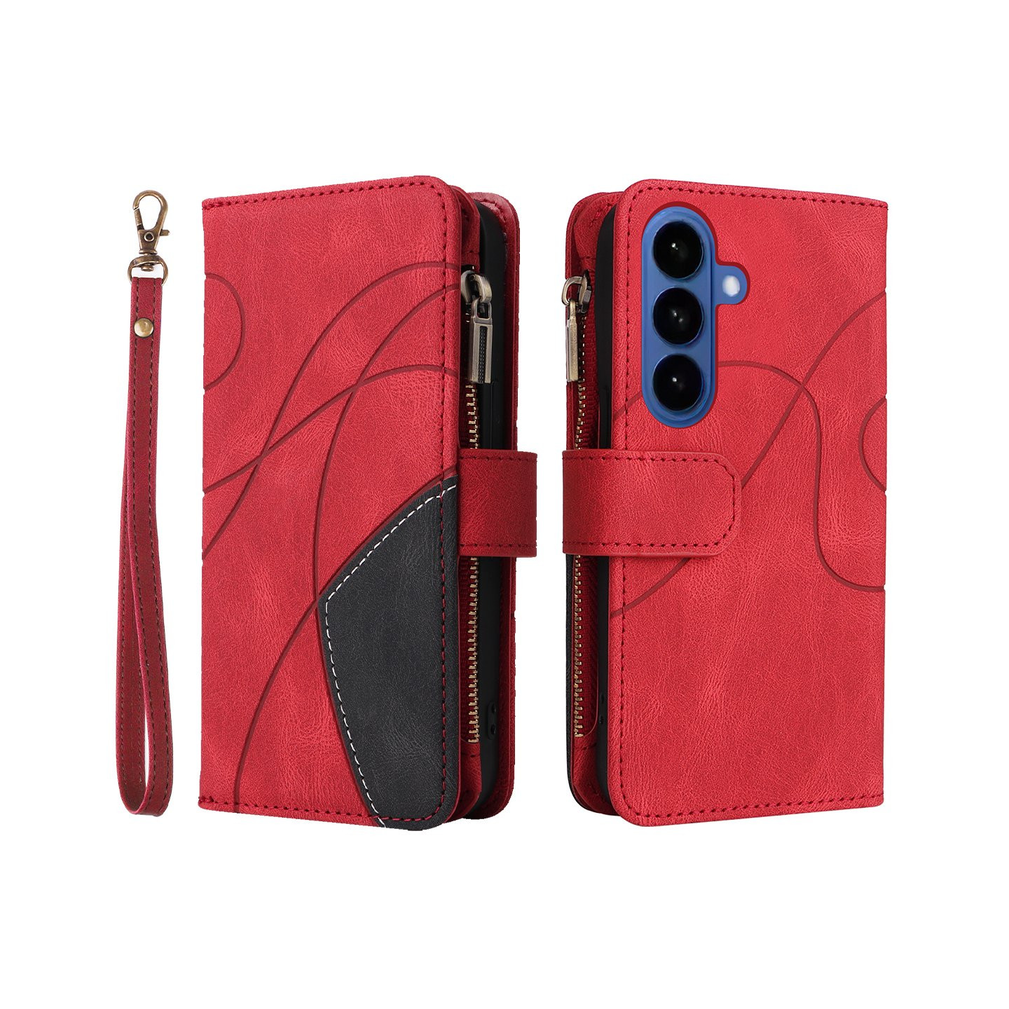 Til Samsung Galaxy S26 Pungcover med Lynlås og Håndledsrem Stander