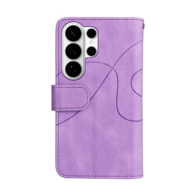 For Samsung Galaxy S26 Ultra Wallet Case with Zipper and Wrist Strap Stand - Purple