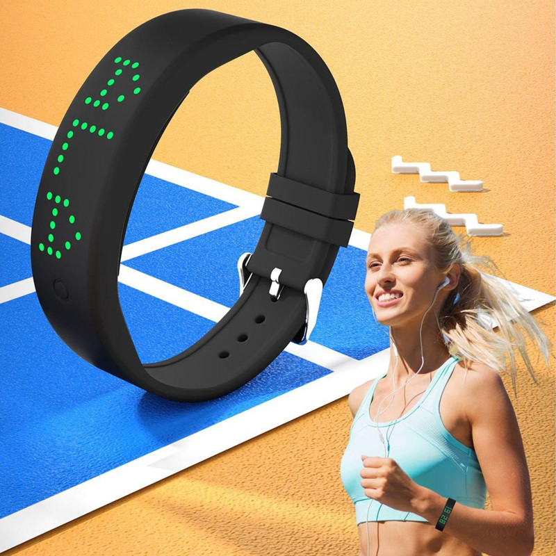 Smart Bracelet Fitness Timer Sleep Monitor Pedometer 8 Alarm Vibration - White