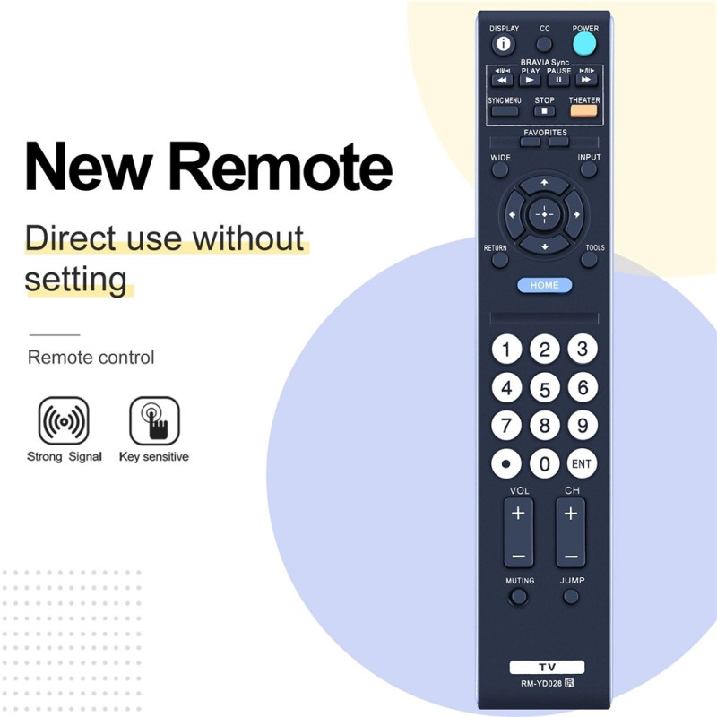 Remote Control Replacement for RM-YD028 For Sony TV