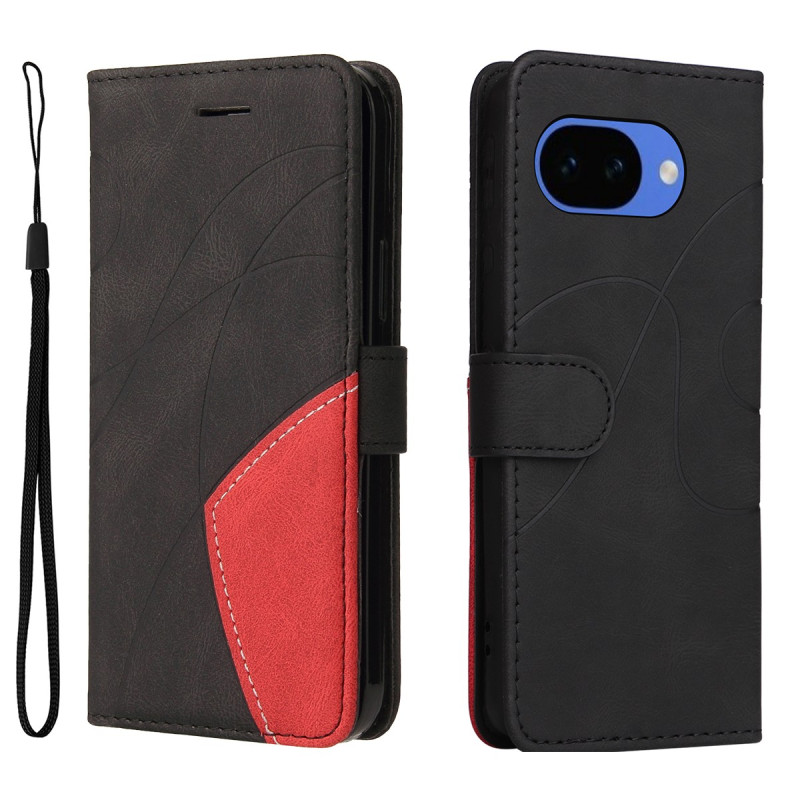 For Google Pixel 10a Wallet Case with Stand Bi-colour Design - Black