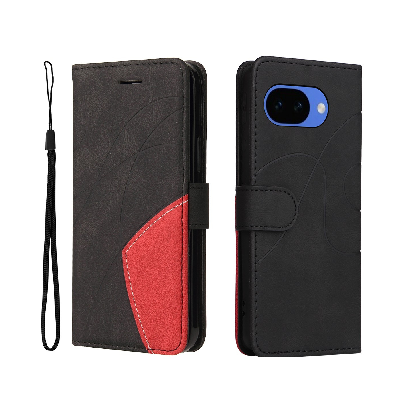 For Google Pixel 10a Wallet Case with Stand Bi-colour Design - Black