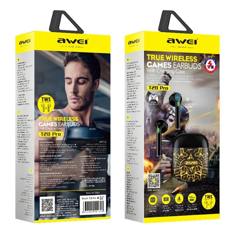 AWEI T28 Pro Gaming TWS Trådlösa Hörlurar Bluetooth In-Ear låg latens - Circuit