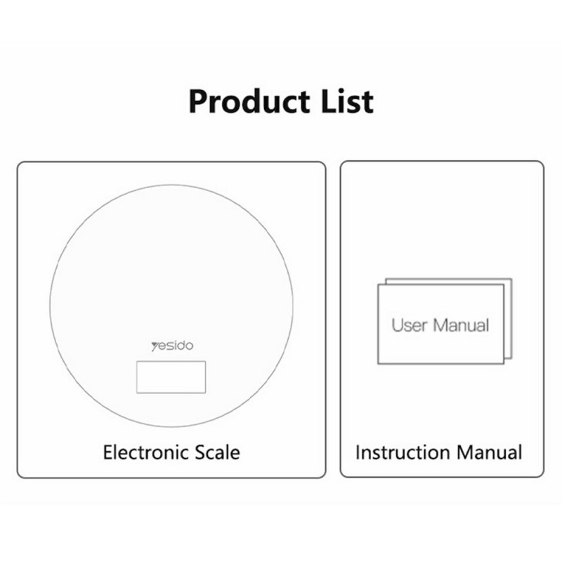 YESIDO Kitchen Scale Digital Scale Precision Scale LCD Display Supports 1-5000g Capacity